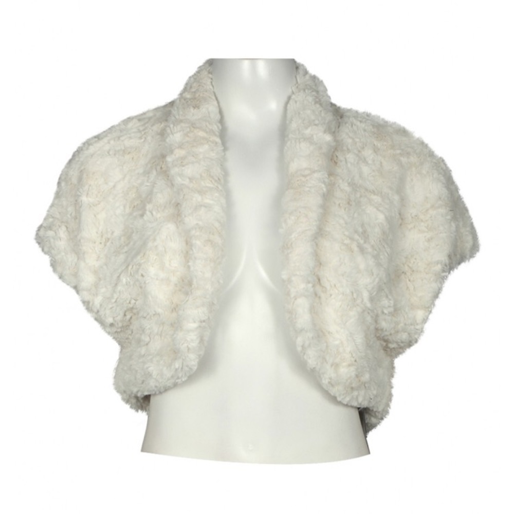 White faux fur shrug bolero